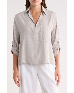 Max Studio Stripe Collared Top - Multicolor