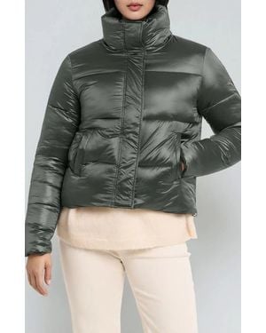 Noize Coco-El Water Resistant Crop Puffer Jacket - Green