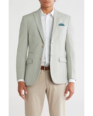 Gino Vitale Slim Fit Solid Linen Blend Blazer - Gray