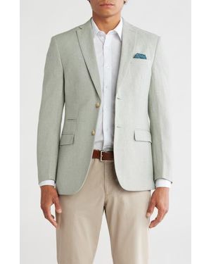 Gino Vitale Slim Fit Solid Linen Blend Blazer - Gray