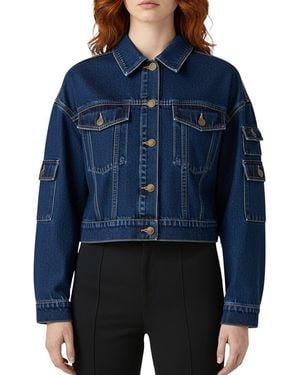 Bebe The Cargo Crop Denim Jacket - Blue