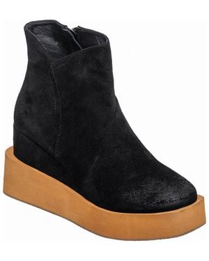 Antelope Suede Platform Wedge Boot - Black