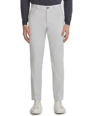 Jack Victor Pinstripe Five-Pocket Taper Leg Pants - Gray