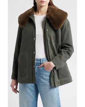 Rails Tessuto Waxed Cotton Jacket With Removable Faux Fur Collar - Black