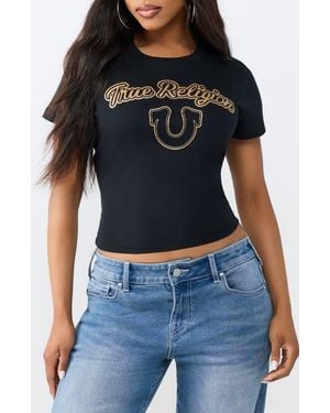 TRUE RELIGION Glitter Horseshoe Relaxed Baby Tee - Blue