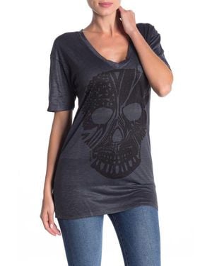 Go Couture Deep V-Neck Boyfriend T-Shirt - Black