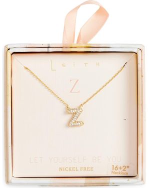 Leith Cubic Zirconia Initial Pendant Necklace - White