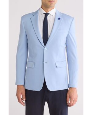 T.R. Premium Slim Fit Two-Button Knit Fashion Blazer - Blue