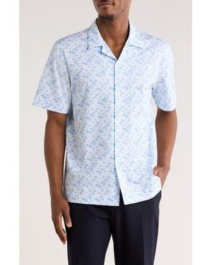 Bugatchi Print Camp Shirt - Blue