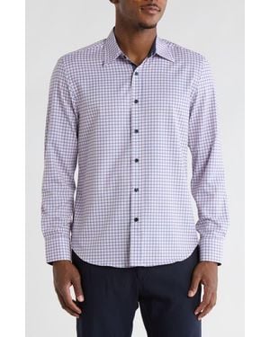 Con.struct Grid Print Stretch Dress Shirt - Blue