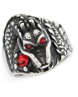 Ed Hardy Cz Dragon Face Ring - Metallic