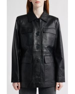Bernardo Leather Shirt Jacket - Black
