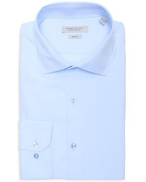Perry Ellis Step Twill Slim Fit Solid Dress Shirt - Blue