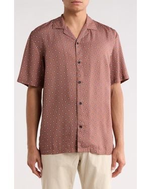 Rag & Bone Alan Geo Print Camp Shirt - Red