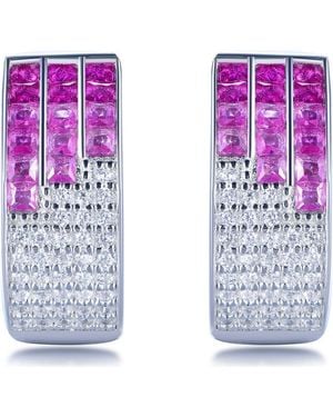 Suzy Levian Cubic Zirconia Huggie Hoop Earrings - Purple