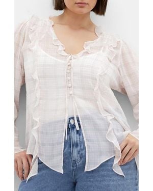 City Chic Sweet Nothings Ruffle Top - White