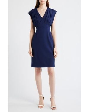 Anne Klein Pleated Bodice Sheath Dress - Blue