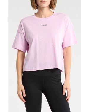 DKNY Metallic Bubble Logo Cotton T-Shirt - Pink