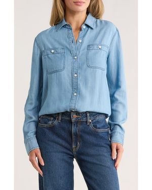 Tailor Vintage Loose Fit Denim Button-Up Shirt - Blue