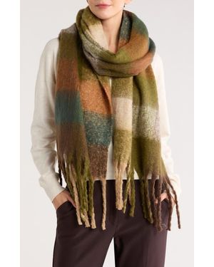Steve Madden Brushed Plaid Blanket Scarf - Green