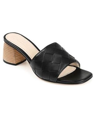 Journee Signature Kellee Woven Leather Sandal - Black