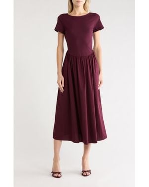 Gemma  Jane Mixed Media Midi Dress - Red