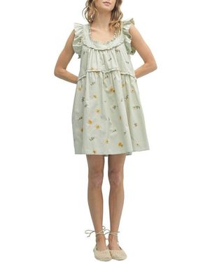 Wishlist Ruffle Babydoll Minidress - Natural