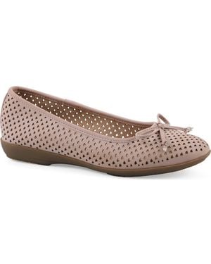 White Mountain Carris Perforated Ballet Flat - Pink