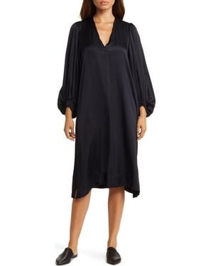 Masai Nalo Long Sleeve Satin Shift Dress - Black