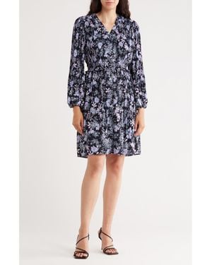 Nanette Lepore Long Sleeve Chiffon Dress - Blue
