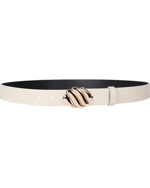 Linea Pelle Twist Plaque Buckle Belt - White