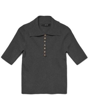 Vero Moda Marina Elbow Sleeve Polo Sweater - Black