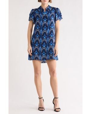 Alice + Olivia Jem Short Sleeve Shirtdress - Blue