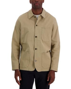 Haggar Heavy Twill Shirt Jacket with Pockets - Natural