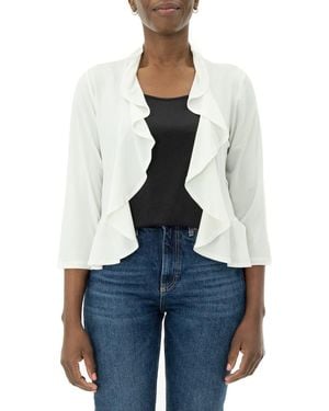 Nina Leonard Mesh Dot Bolero Cardigan - White