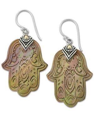 Samuel B. Mother-Of-Pearl Hamsa Two-Tone Drop Earrings - Gray