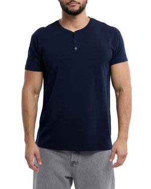 Xray Jeans Short Sleeve Henley - Blue