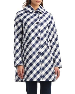 Kate Spade Hooded Water Resistant A-Line Trench Coat - Blue