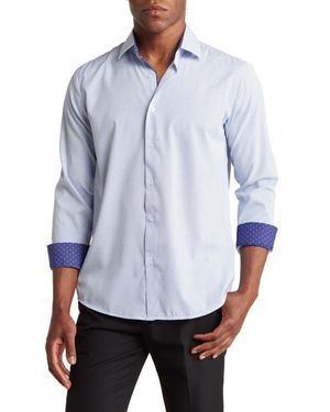 Tom Baine Regular Fit Performance Stretch Long Sleeve Button Front Shirt - Blue