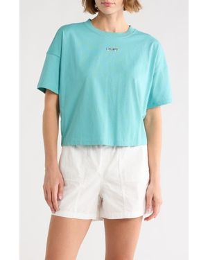 DKNY Metallic Bubble Logo Cotton T-Shirt - Blue