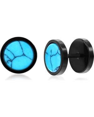 Metallo Semiprecious Stone Stud Earrings - Blue