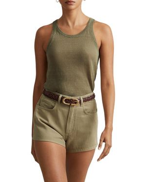 Reiss Colorado Twill High Rise Shorts - Green