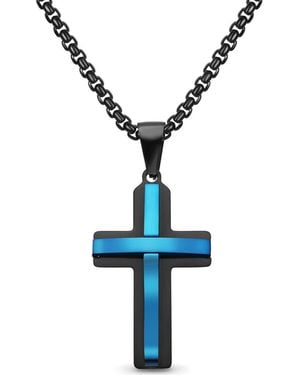 EDFORCE Cross Pendant Necklace - Blue