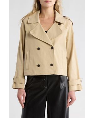 Nordstrom Double Breasted Crop Trench - Natural