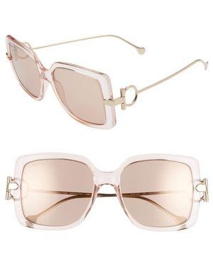 Ferragamo Salvatore Gancio 55Mm Square Sunglasses in Natural  display picture 1