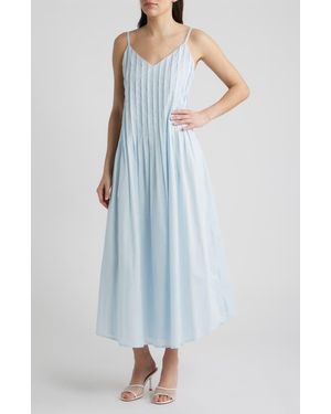 Parker Cami Pintuck Cotton Midi Dress - Blue
