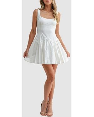 Lush Sweetheart Neck Tie Back Minidress - White