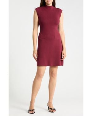 Vince Camuto Funnel Neck A-Line Dress - Red