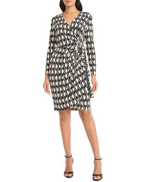 Maggy London Wrap Front Long Sleeve Dress - Black