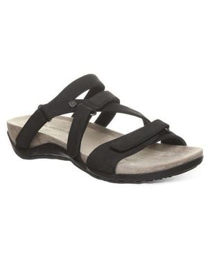 BEARPAW Acacia Faux Leather Slide Sandal - Black